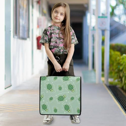 Cute Turtle Green Print Custom Zipper Binder Bag 3 Ring with Shoulder Strap & Handle Personalized Binder Bag Expandable File Folder for School - color: Multi-cute Turtle Green