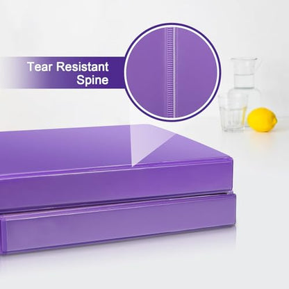 COMIX Sturdy 1 Inch Binders 3 Ring with Clear View Cover, 1" Slant-D Ring View Binder Holds 225 Sheets of US Letter Size Paper, 6 Pack (Purple) - color: Purple, size: 1 inch
