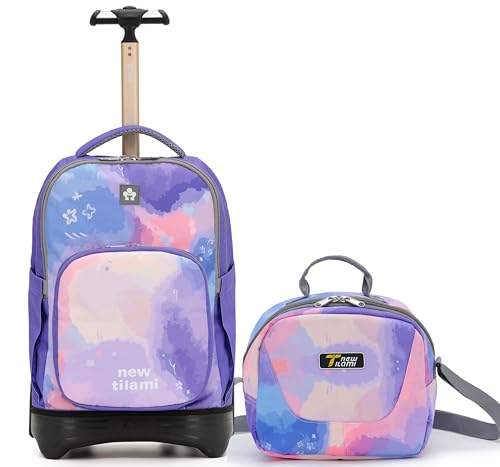 NEW TILAMI 18 inch Rolling Backpack Boys & Girls for School – Durable, Waterproof, Adjustable Handle, Ideal for Travel & Daily Use, Purple Sky - color: Purple Sky