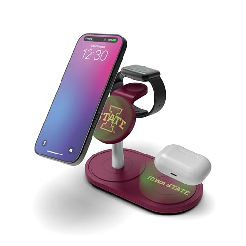 SOAR Collegiate 3-in-1 Wireless Charging Station - color: Iowa State Cyclones