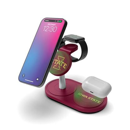 SOAR Collegiate 3-in-1 Wireless Charging Station - color: Iowa State Cyclones
