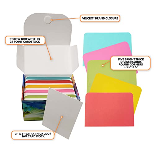 Debra Dale Designs - 3" x 5" Blank Index Cards - White - 200 Cards - Study System Box with Bright Cardstock Dividers - Extra Heavy 326 gsm Tag Card Stock - style: 3 x 5 Blank Unpunched
