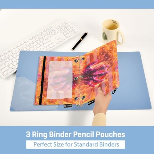 Basketball Pencil Pouch For 3 Ring Binder Clear Window Pencil Case For 3 Ring Reinforced Grommets With Zipper, 2 Pack - color: Basketball