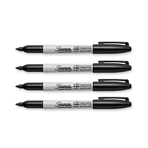 Sharpie Extreme Permanent Markers, Fine Point, Black, 4 Count - Fade Resistant Against Both Wet and Dry Outdoor Elements