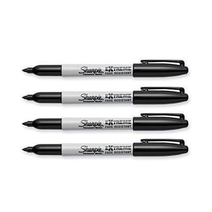 Sharpie Extreme Permanent Markers, Fine Point, Black, 4 Count - Fade Resistant Against Both Wet and Dry Outdoor Elements