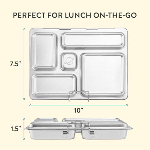PlanetBox Rover Stainless Steel Bento Box Style Lunch Box for Kids with 5 Compartments – Durable, Dishwasher Safe and BPA-Free Food Container - size: 5 Compartments