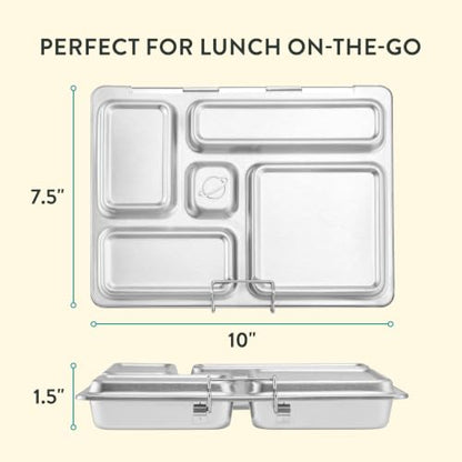 PlanetBox Rover Stainless Steel Bento Box Style Lunch Box for Kids with 5 Compartments – Durable, Dishwasher Safe and BPA-Free Food Container - size: 5 Compartments