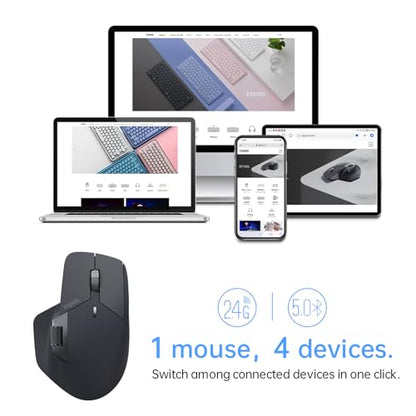 Rapoo MT760Mini Bluetooth Wireless Mouse - Bluetooth 5.0 and 2.4GHz Multi-Mode Connection, Support 4 Devices, M+ Cross Computer Technology, 11 Programmable Buttons, Matte Black - color: Matte Black, size: Mini