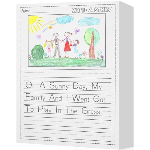 400 Sheets Handwriting Paper for Kid 8.5"x11" Primary Writing Paper Bulk with Picture Space and Lines DIY Craft Writing Kit for Kids Journal Activity Kindergarten Write Story Back to School Supplies