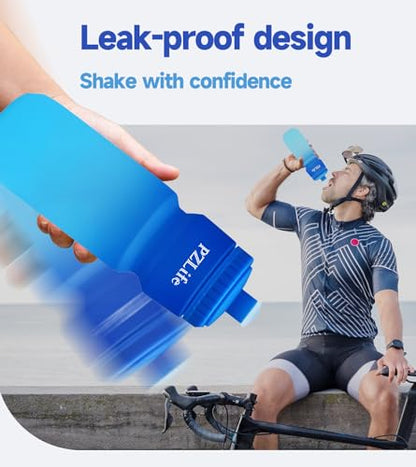 24oz Bike Squeeze Water Bottle, BPA Free Cycling Water Bottle,Leakproof, with Capacity Scale w/Pull Top Lid, Reusable Sport Water Bottle, for Bicycle, Gym,Mountain Bike 4Pack - color: z-4PCS