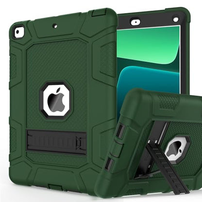 iPad 6th Generation Cases, iPad 5th Generation Case, iPad Air 2 Case, iPad 9.7 Case, Shockproof Rugged Drop Protection Cover Built with Kickstand for iPad 9.7'' A1893/A1954/A1822/A1823 - color: Darkgreen +Black