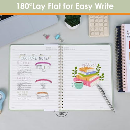 LABUK Spiral Notebook 8.5 x 11, A4 Hardcover Notebooks for Women, 55 Sheets 110 Pages Large Journal for Work, School, (Green) - color: 1-green, style: A4
