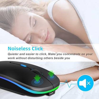 Wireless Mouse for Computer Laptop,Bluetooth Mouse for Apple MacBook,Dual Mode BT 5.0+ 2.4GHz USB Mice