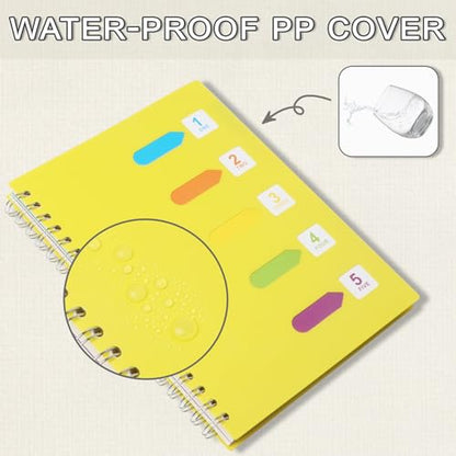 5 Subject Notebook College Ruled Spiral Notebook 7x10 Inch Hardcover Notebook with Divider Tabs 240 Pages Small Notebook for Work B5 Spiral Notebook College Ruled Notebook for Note Taking School,Yellow - color: Yellow