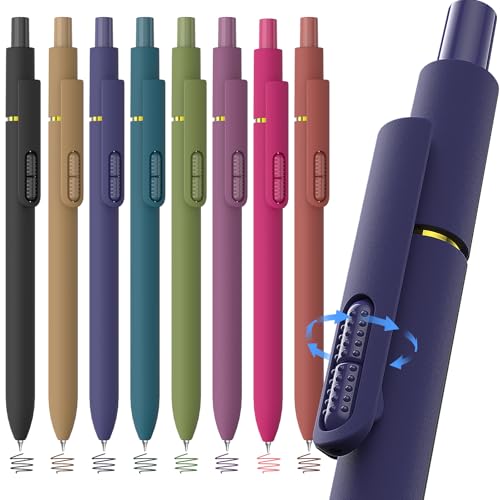 Hiacry 8Pcs Colorful Gel Pens - 0.7MM Fine Point Colored Ink Fidget Pens | Smooth Writing Quick-Dry Pens, No Bleed, Journaling, Note Taking, Coloring, Drawing, School, Office, Men & Women ( Vintage ） - color: Vintage Color Ink -8pcs