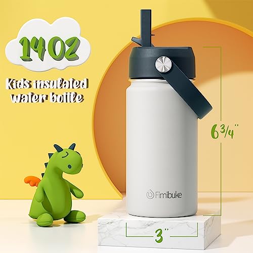 Fimibuke Kids Insulated Water Bottle, 14oz BPA FREE Double Wall Vacuum Tumbler 18/8 Stainless Steel Leak Proof Kids Cups with Straw Metal Water Bottle for School Boys Girls (2 Pack, Coastal) - color: B9. Coastal