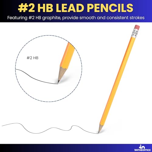 1InTheOffice Lead pencils, Wooden Pencils, Woodcase Pencil HB #2, Yellow Barrel, 36 Pack