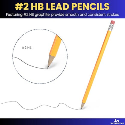 1InTheOffice Lead pencils, Wooden Pencils, Woodcase Pencil HB #2, Yellow Barrel, 36 Pack