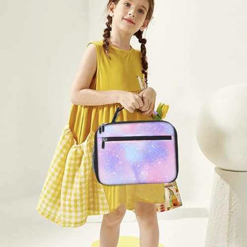 Kids Lunch Box for Boys Girls Lunch Bag Insulated Durable Lunchbox Children Lunch Tote Bag for School Pink Starry Sky - color: Pink Starry Sky