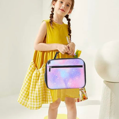 Kids Lunch Box for Boys Girls Lunch Bag Insulated Durable Lunchbox Children Lunch Tote Bag for School Pink Starry Sky - color: Pink Starry Sky