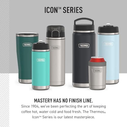 THERMOS ICON SERIES Water Bottle with Spout - 18 Ounce, Navy - Stainless Steel Vacuum Insulated Water Bottle with Lid - color: Navy, size: 18 Ounces