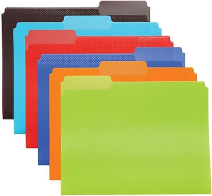 Oxford Poly File Folders, 1/3 Cut Tabs, for Letter Size Papers, Blue, Red, Orange, Light Blue, Green, Black, 6 Pack (52004)