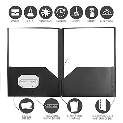 Easykart Plastic Folders with Pockets - (Black, 6 Pack), 2 Pocket Poly Folders for School, Home or Office, Durable Heavy Duty File Folders - size: 6 PCs