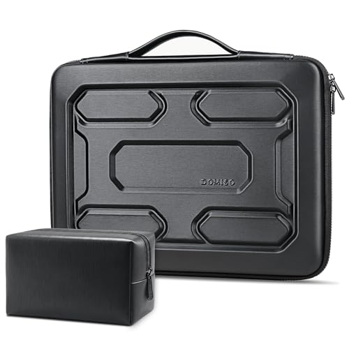 DOMISO Laptop Hard Case 17-17.3 inch Waterproof Shockproof Hard Shell Laptop Sleeve with Handle & Storage Pocket, Compatible with MacBook, HP, Dell, Black - color: Black, size: 17.3 inch