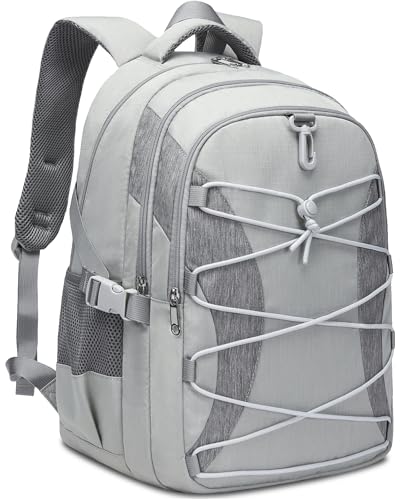 BLUEFAIRY Middle High School Backpack for Boys Girls Large Bookbag with Laptop Compartment Back to School Book Bags for Teens Teenagers Mochilas Escolares para Niños Niñas (Light Gray/Gray, Solid) - color: Light Gray/Gray