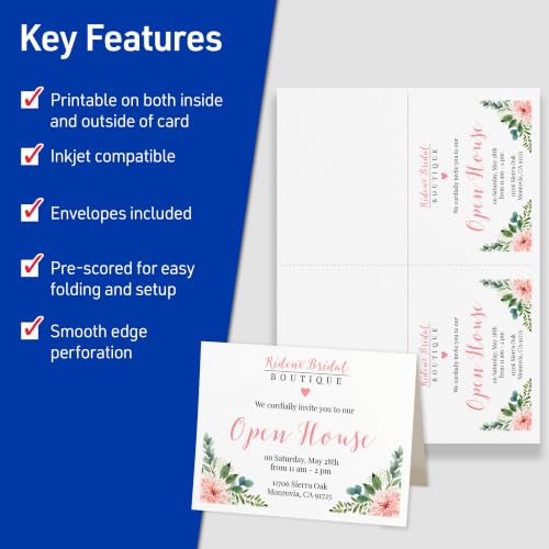 Avery Printable Note Cards, Envelopes Included, 4.25" x 5.5", Textured White, Inkjet Printer Compatible, 50 Blank Cards Total, Great for Product Branding, Marketing, and More (3379) - size: 4.25-Inch x 5.5-Inch