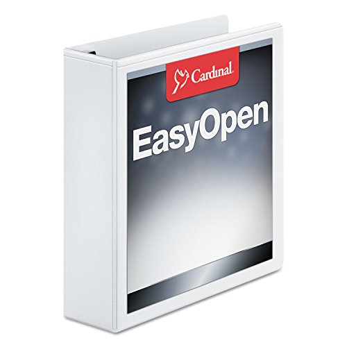 Cardinal 3 Ring Binder, 2 Inch Premier Easy Open Binder, ONE-Touch Locking Slant-D Rings, 565-Sheet Capacity, ClearVue Cover, PVC-Free, White (10320) - size: 2-Inch (Pack of 1)