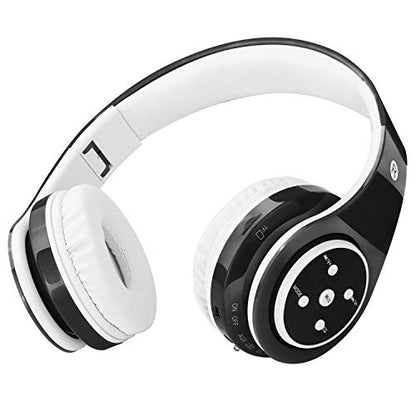 Woice Kids Bluetooth Headphones 85db/110db Volume Limit Wireless/Wired Aux Port Foldable Noise Protection Over-Ear Build-in Mic Headphones for Kids Adults Travel School Phone Pad Tablet PC Black