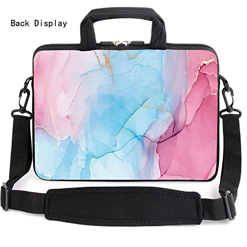 AMARY 13" 13.3" laptop sleeve chromebook case adjustable shoulder strap with handle accessory pocket (Marble) - color: Marble