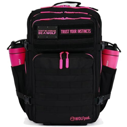 WOLFpak 45L Athletic Gym Backpack - Durable 1000D Waterproof Oxford Material with MOLLE Webbing, Laptop Pocket - color: Neon Pink