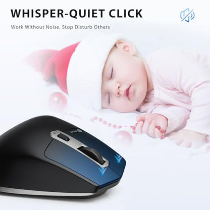 iClever Bluetooth Mouse, Wireless Large Mouse, Multi-Devices Dual Mode, Ergonomic Mice with 5 Adjustable DPI and 7 Buttons, Rechargeable Silent Mice for Laptop, iPad, MacBook, Tablet, PC, Black Grey - color: Black-Silver