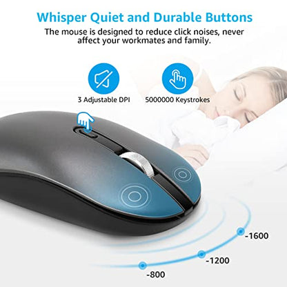 LeadsaiL Wireless Keyboard and Mouse Combo, Wireless USB Mouse and Computer Keyboard Set, Compact and Silent for Windows Laptop, Desktop, PC- Grey - color: Gray