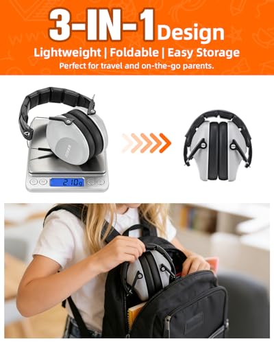 ZOHAN 032 Kids Noise Canceling Headphones - 25dB NRR Kids Ear Protection Earmuffs for School, Monster Jam, Fireworks, Travel, Air Show, Concert, Autism - Grey - color: 1pack - Grey