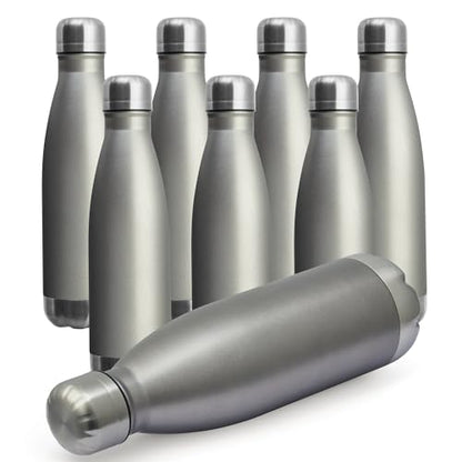 MEWAY 17oz Sport Water Bottle 8 Pack Vacuum Insulated Stainless Steel Leak-Proof Double Wall Cola Shape Water Bottle,Keep Drinks Hot & Cold (Cold Gray,8 Pack) - color: Cold Gray