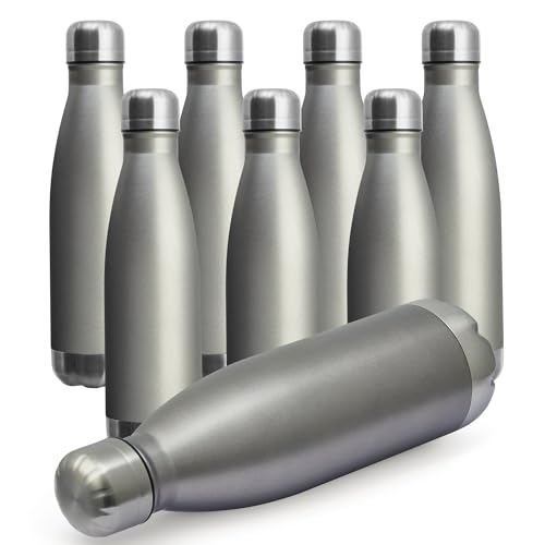 MEWAY 17oz Sport Water Bottle 8 Pack Vacuum Insulated Stainless Steel Leak-Proof Double Wall Cola Shape Water Bottle,Keep Drinks Hot & Cold (Cold Gray,8 Pack) - color: Cold Gray