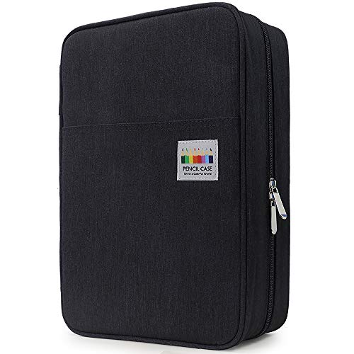 YOUSHARES Big Capacity Colored Pencil Case - 300 Slots large Pen Case Organizer with Multilayer Holder for Prismacolor Colored Pencils & Gel Pen (Black) - color: Black