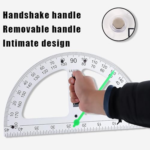 Magnetic Geometry Tool, Protractor, Triangle Rulers Easy Attachment Blackboard Measurement Kit, Teacher Board Protractor Multi-Purpose Kit Large (Transparent-3pc) - style: Transparent-3pc