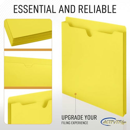 Yellow File Jackets, 1 Inch Expansion, Letter Size, Reinforced Straight-Cut Tab, 6 Pack - color: Yellow, style: 1 Inch Expansion