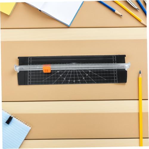 2pcs Mini Paper Cutter Trimmer with Foldable Ruler Lightweight Portable Scrapbooking Craft Tool for Students Home Office Precise Smooth Cutting for Photos Cardstock Black