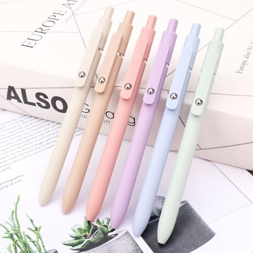 ITAWIXS 6Pcs Cute Gel Pens, 0.5mm Fine Point Smooth Writing Pens, Aesthetic Pens for Journaling Note Taking, Office School Supplies, Gifts for Women - color: 6pcs Morandi