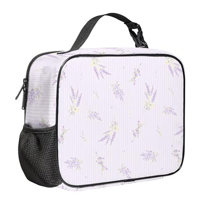WOBAGMEN Large Lunch Box, Insulated Reusable Lunch Bag with Water Bottle Holder Portable Waterproof Leakproof Lunch Tote Bag Cute Lunch Box(Lilac Lavender) - color: Lilac Lavender