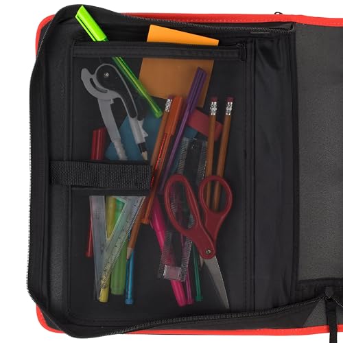 Five Star Zipper Binder, 2 Inch 3-Ring Binder with Round Rings, 5-Tab Expanding File, 380 Sheet Capacity, Fire Red (72538) - color: Red, size: 2 Inch Zipper Binder
