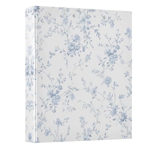 Blue Floral 3 Ring Binder 1.5 inch Binders Three Ring Binders with Clipboard Hold 200 Sheets for Office Supplies - color: Blue Floral Pattern Print