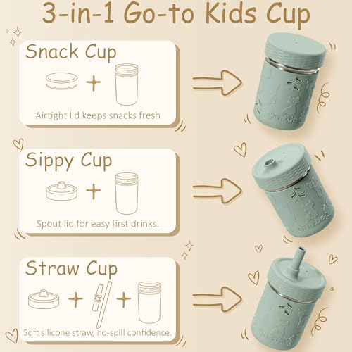 Fimibuke Toddler Cups Spill Proof, 8 OZ Sippy Cups for Kids Girl Boy, Stainless Steel Tumbler with Lid, Removable Silicone Straw & Sleeve, BPA Free Dishwasher Safe Water Bottle Snack Container 2 Pack - color: Purple/Blue, size: 8 Ounces