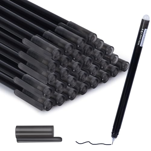 Volcanics Erasable-Gel-Pens Black, 30 Pack Fine Point 0.5 mm, Mistakes Dispear Smudge Free Perfect for School, Office, and Home Use - color: Black