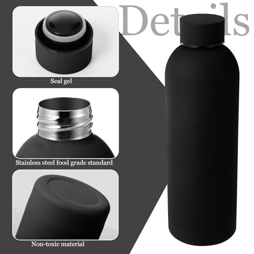 Bokon 10 Pcs Stainless Steel Water Bottle Bulk Teacher Employee Appreciation Gifts School Double Layer Vacuum 17 oz Small Mouth Sport Insulated Metal Reusable Flask Leakproof Lid - color: Black